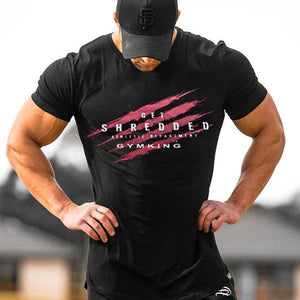 Mens Short Sleeve Cotton Slim T-shirt Summer Casual Print Tee Shirt Tops Male Gyms Fitness Bodybuilding Crossfit Brand Clothing