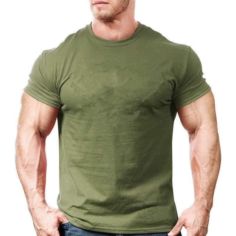 Mens Short Sleeve Solid Cotton T-shirt Gyms Fitness Bodybuilding Workout T Shirts Summer Casual Slim Tee Tops Crossfit Apparel