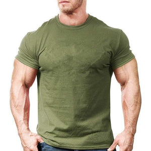 Mens Short Sleeve Solid Cotton T-shirt Gyms Fitness Bodybuilding Workout T Shirts Summer Casual Slim Tee Tops Crossfit Apparel