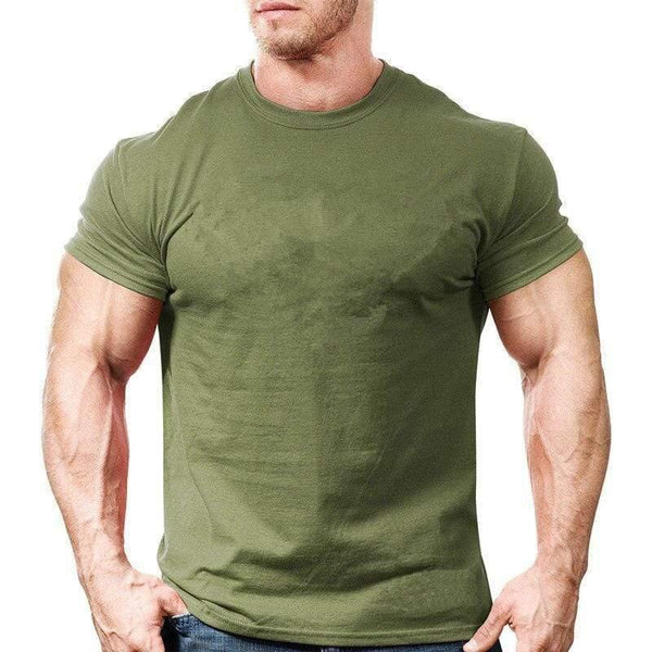 Mens Short Sleeve Solid Cotton T-shirt Gyms Fitness Bodybuilding Workout T Shirts Summer Casual Slim Tee Tops Crossfit Apparel