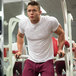 Mens Short Sleeve Solid Cotton T-shirt Gyms Fitness Workout T Shirts Male Summer Casual Fashion Slim Tee Tops Crossfit Clothing
