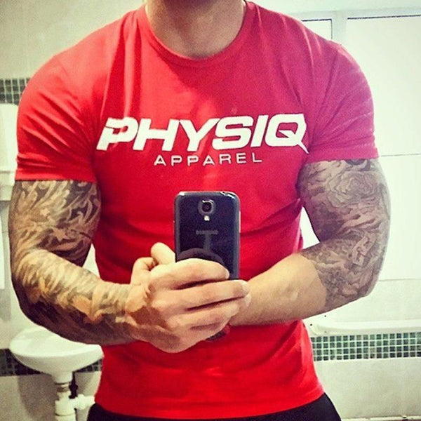 Mens Short Sleeve T-shirt Gyms Fitness Workout Cotton T Shirt Summer Male Casual Fashion Slim Black Tees Tops Brand Clothing