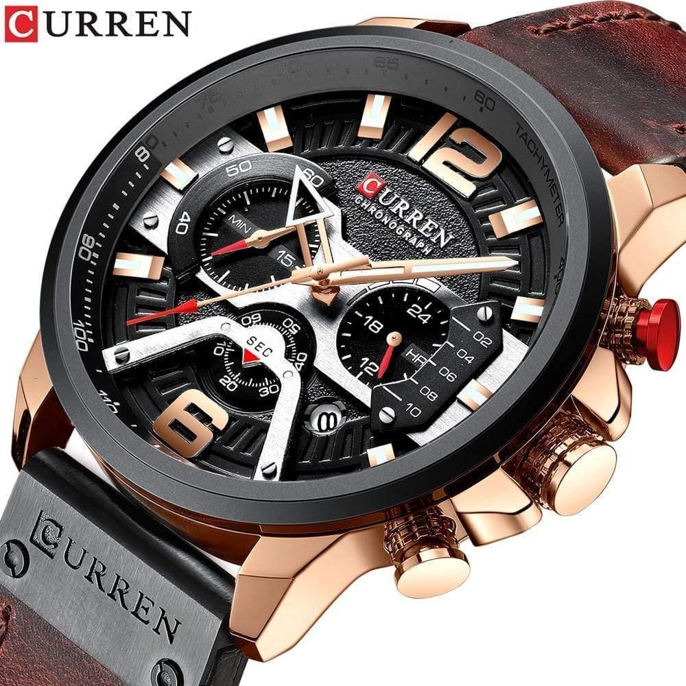 Planet Gates Mens Watches Top Brand Luxury Leather Sports Watch Men Fashion Chronograph Quartz Man Clock Waterproof Relogio Masculino