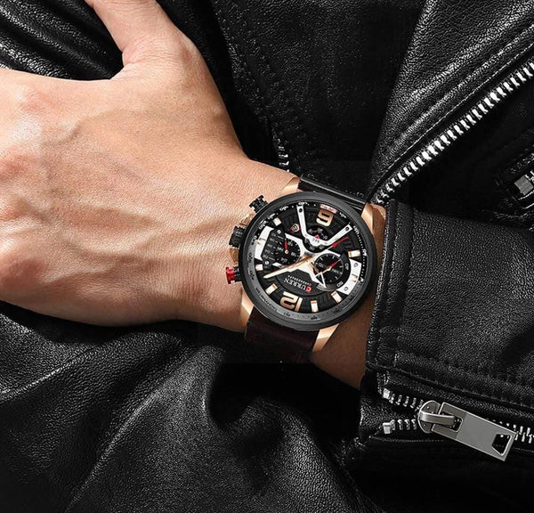 Planet Gates Mens Watches Top Brand Luxury Leather Sports Watch Men Fashion Chronograph Quartz Man Clock Waterproof Relogio Masculino