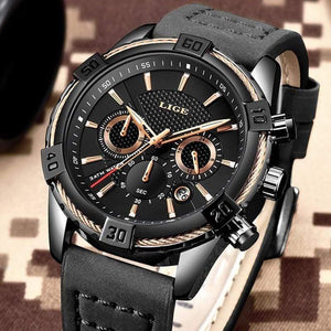 Planet Gates Mens Watches Top Brand Luxury Men Casual Leather Waterproof Chronograph Men Sport Quartz Clock Relogio Masculino