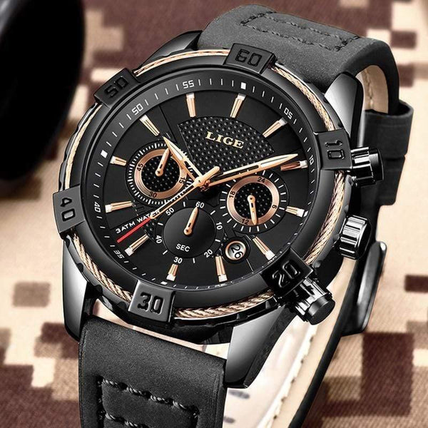 Planet Gates Mens Watches Top Brand Luxury Men Casual Leather Waterproof Chronograph Men Sport Quartz Clock Relogio Masculino