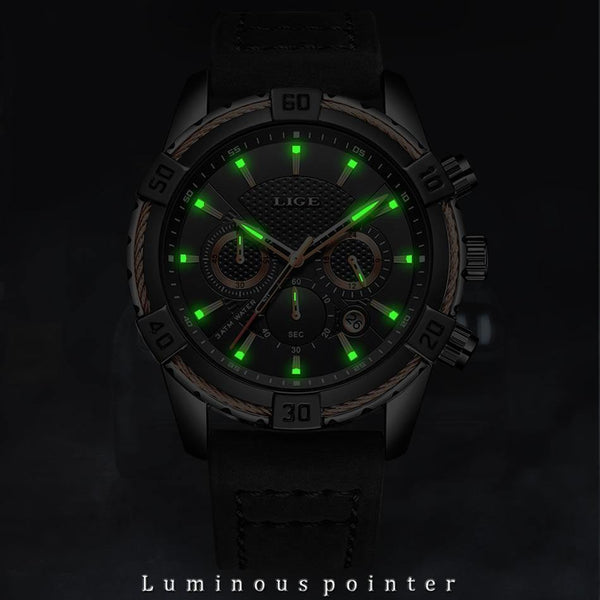 Planet Gates Mens Watches Top Brand Luxury Men Casual Leather Waterproof Chronograph Men Sport Quartz Clock Relogio Masculino