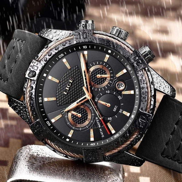 Planet Gates Mens Watches Top Brand Luxury Men Casual Leather Waterproof Chronograph Men Sport Quartz Clock Relogio Masculino