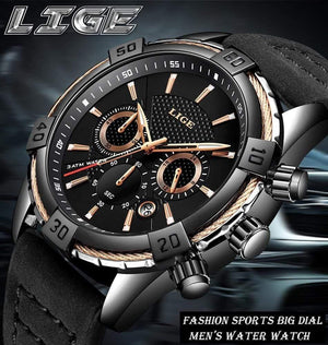 Planet Gates Mens Watches Top Brand Luxury Men Casual Leather Waterproof Chronograph Men Sport Quartz Clock Relogio Masculino