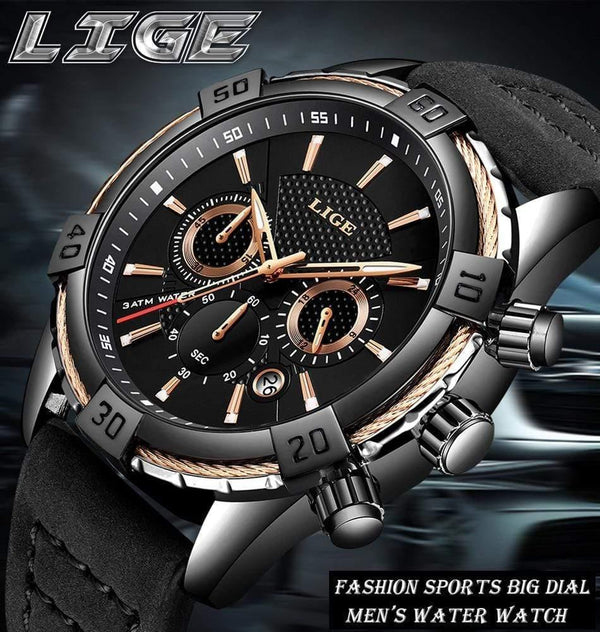 Planet Gates Mens Watches Top Brand Luxury Men Casual Leather Waterproof Chronograph Men Sport Quartz Clock Relogio Masculino