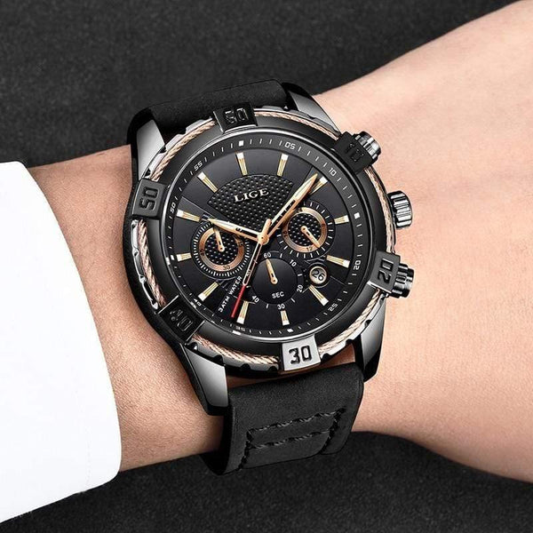 Planet Gates Mens Watches Top Brand Luxury Men Casual Leather Waterproof Chronograph Men Sport Quartz Clock Relogio Masculino
