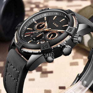 Planet Gates Mens Watches Top Brand Luxury Men Casual Leather Waterproof Chronograph Men Sport Quartz Clock Relogio Masculino