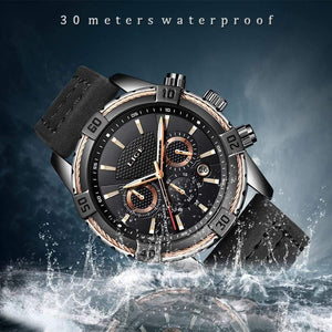 Planet Gates Mens Watches Top Brand Luxury Men Casual Leather Waterproof Chronograph Men Sport Quartz Clock Relogio Masculino