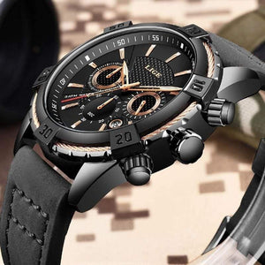 Planet Gates Mens Watches Top Brand Luxury Men Casual Leather Waterproof Chronograph Men Sport Quartz Clock Relogio Masculino