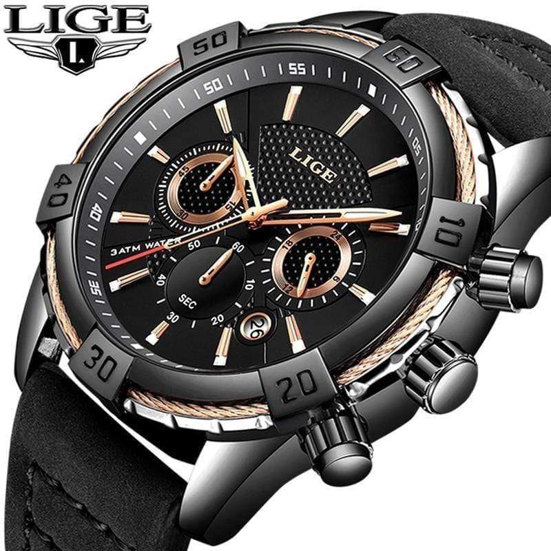 Planet Gates Mens Watches Top Brand Luxury Men Casual Leather Waterproof Chronograph Men Sport Quartz Clock Relogio Masculino