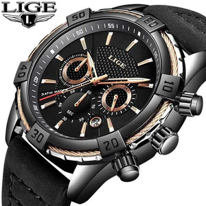 Planet Gates Mens Watches Top Brand Luxury Men Casual Leather Waterproof Chronograph Men Sport Quartz Clock Relogio Masculino