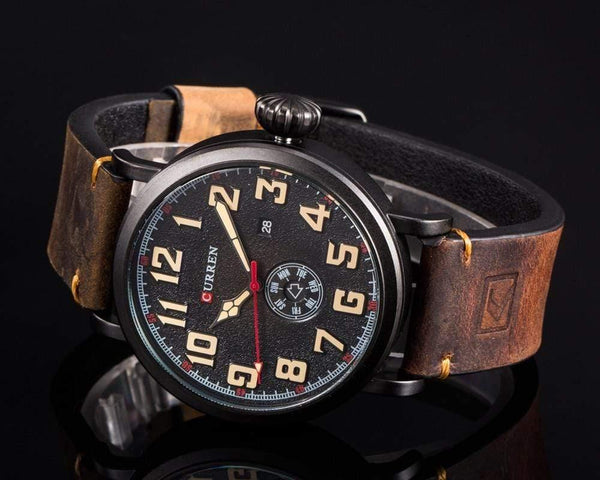 Planet Gates Mens Watches Top Brand Luxury Men's Quartz Watch Waterproof Sport Military Watches Men Leather relogio masculino