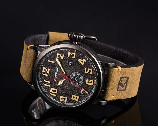 Planet Gates Mens Watches Top Brand Luxury Men's Quartz Watch Waterproof Sport Military Watches Men Leather relogio masculino