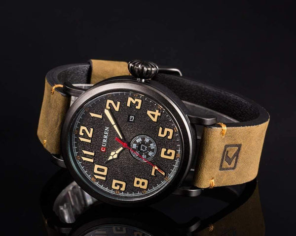 Planet Gates Mens Watches Top Brand Luxury Men's Quartz Watch Waterproof Sport Military Watches Men Leather relogio masculino