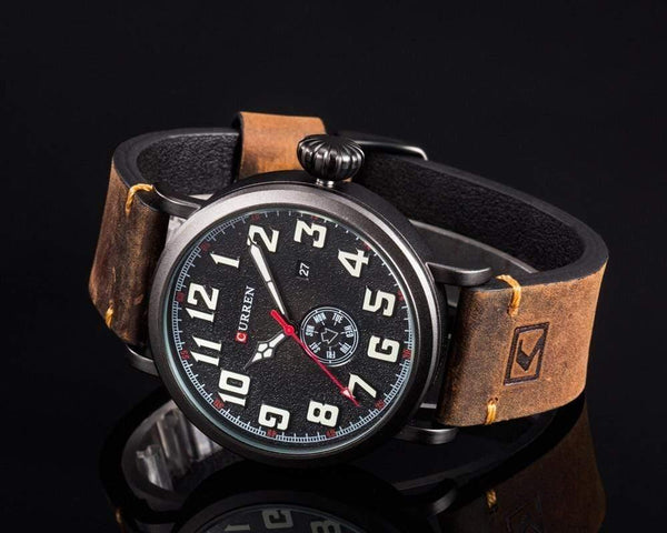 Planet Gates Mens Watches Top Brand Luxury Men's Quartz Watch Waterproof Sport Military Watches Men Leather relogio masculino