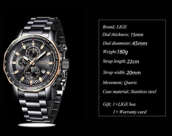 Planet Gates Mens Watches Top Brand Luxury Sport Quartz All Steel Male Clock Military Waterproof Chronograph Relogio Masculino