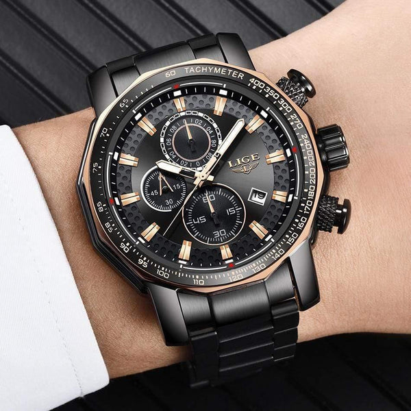 Planet Gates Mens Watches Top Brand Luxury Sport Quartz All Steel Male Clock Military Waterproof Chronograph Relogio Masculino