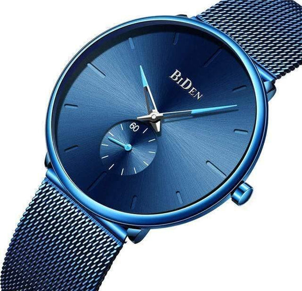 Planet Gates Mesh blue Men's watches simple  brand men wristwatch quartz leather man watch waterproof mens clocks black brown