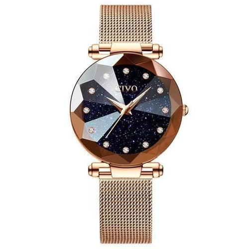 Planet Gates mesh gold 8064 Ladies Crystal Watches Luxury Waterproof Rose Gold Steel Mesh Quartz Women Watches Top Brand Bracelet Clock