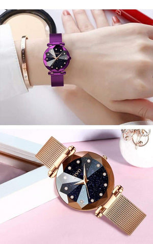 Planet Gates mesh gold 8064 Ladies Crystal Watches Luxury Waterproof Rose Gold Steel Mesh Quartz Women Watches Top Brand Bracelet Clock