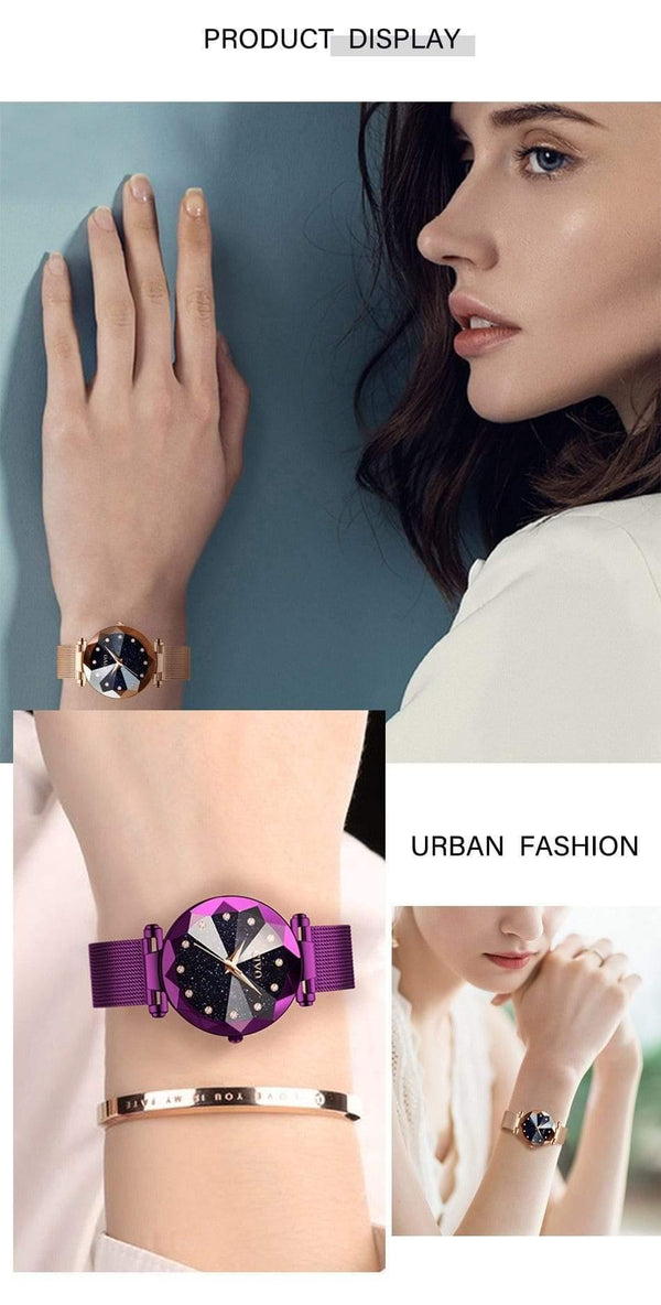 Planet Gates mesh gold 8064 Ladies Crystal Watches Luxury Waterproof Rose Gold Steel Mesh Quartz Women Watches Top Brand Bracelet Clock