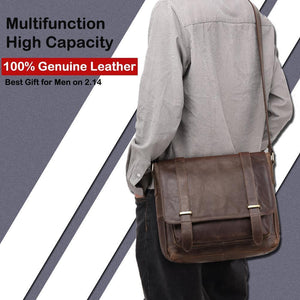 Messenger Bag Men Genuine Leather Men's Shoulder Bags Cowhide Casual Crossbody Bags Crazy Horse Men Bag for Male - Planet Gates