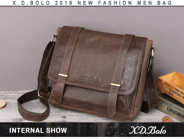 Planet Gates Messenger Bag Men Genuine Leather Men's Shoulder Bags Cowhide Casual Crossbody Bags Crazy Horse Men Bag for Male