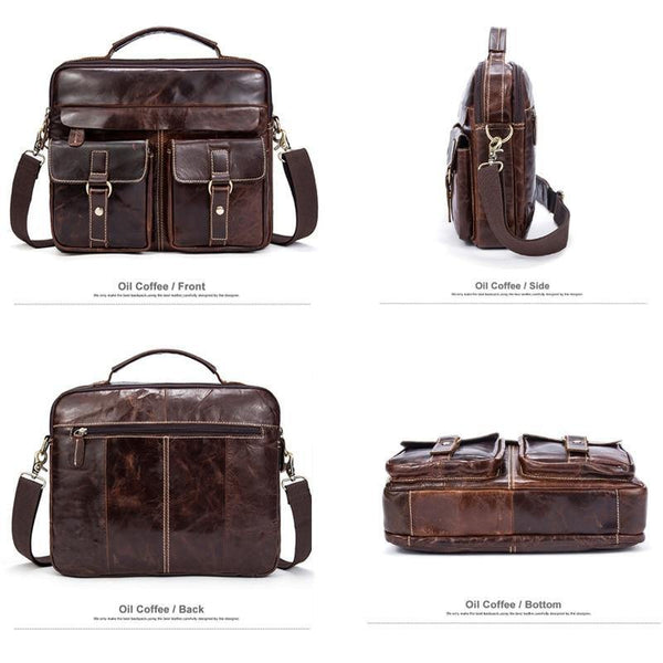 Planet Gates Messenger Bag Men's Genuine Leather Briefcase man bags Work Business Casual travel Bag for Documents Messenger Male 801