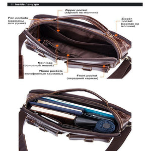 Planet Gates Messenger Bag Men's Genuine Leather Briefcase man bags Work Business Casual travel Bag for Documents Messenger Male 801