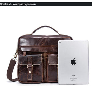 Planet Gates Messenger Bag Men's Genuine Leather Briefcase man bags Work Business Casual travel Bag for Documents Messenger Male 801