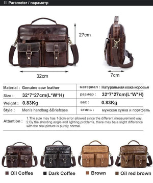 Planet Gates Messenger Bag Men's Genuine Leather Briefcase man bags Work Business Casual travel Bag for Documents Messenger Male 801