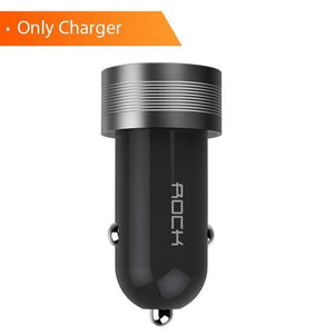 Planet Gates Metal Black ROCK Sitor Car Charger 2.4A Quick Charge Dual Ports Aluminium Alloy For iPhone Samsung Phone Travel Cigar Lighter DC 12-24V