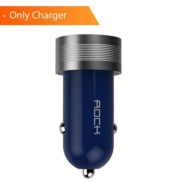 Planet Gates Metal Blue ROCK Sitor Car Charger 2.4A Quick Charge Dual Ports Aluminium Alloy For iPhone Samsung Phone Travel Cigar Lighter DC 12-24V