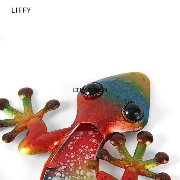 Metal Gecko Wall Decor with Glass for Home Garden Decoration and Miniatures Garden Statues Outdoor Fairy Garden Ornaments Fairy