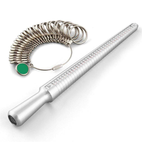 Planet Gates Metal Ring Sizer Set Measuring Ring with Rings Mandrel Sizer Finger Sizing Measuring Stick Ring Jewelry Tools Set A30