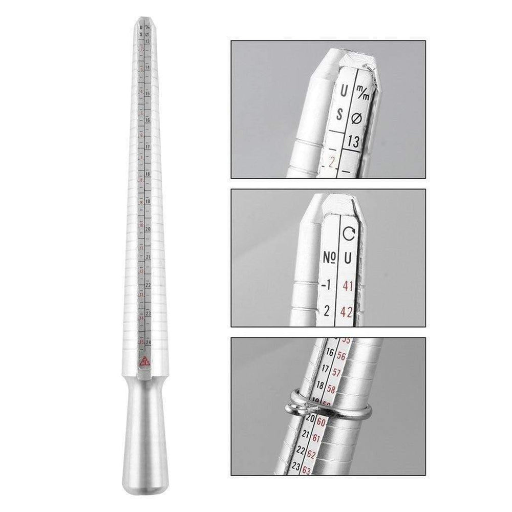 Planet Gates Metal Ring Sizer Set Measuring Ring with Rings Mandrel Sizer Finger Sizing Measuring Stick Ring Jewelry Tools Set A30