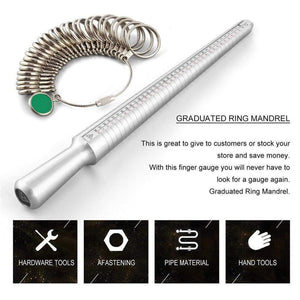 Planet Gates Metal Ring Sizer Set Measuring Ring with Rings Mandrel Sizer Finger Sizing Measuring Stick Ring Jewelry Tools Set A30