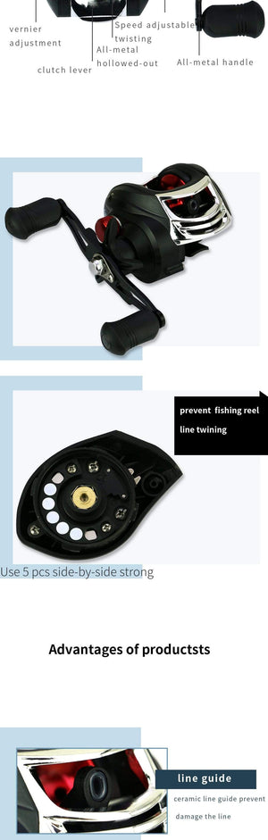 Planet Gates Metal Spool Baitcasting Reel 8kg Max Drag 7.2:1 High Speed Gear Ratio Saltwater Freshwater fishing wheel Fishing Reel