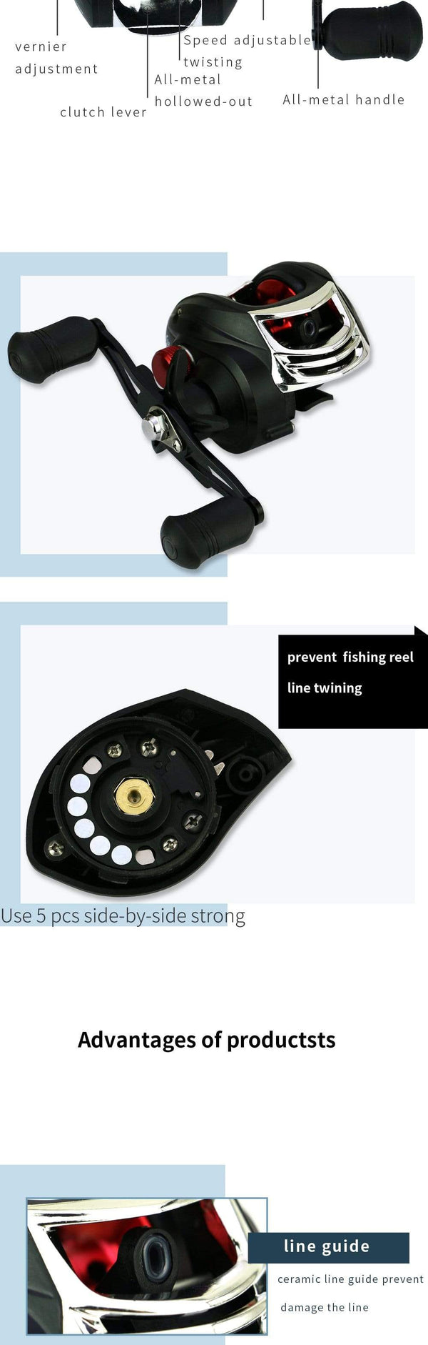 Planet Gates Metal Spool Baitcasting Reel 8kg Max Drag 7.2:1 High Speed Gear Ratio Saltwater Freshwater fishing wheel Fishing Reel