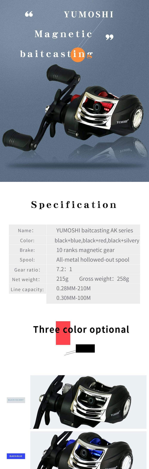 Planet Gates Metal Spool Baitcasting Reel 8kg Max Drag 7.2:1 High Speed Gear Ratio Saltwater Freshwater fishing wheel Fishing Reel