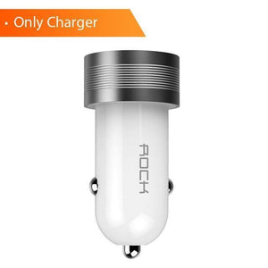 Planet Gates Metal White ROCK Sitor Car Charger 2.4A Quick Charge Dual Ports Aluminium Alloy For iPhone Samsung Phone Travel Cigar Lighter DC 12-24V