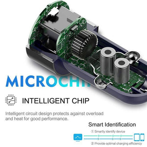 Planet Gates Metal White ROCK Sitor Car Charger 2.4A Quick Charge Dual Ports Aluminium Alloy For iPhone Samsung Phone Travel Cigar Lighter DC 12-24V