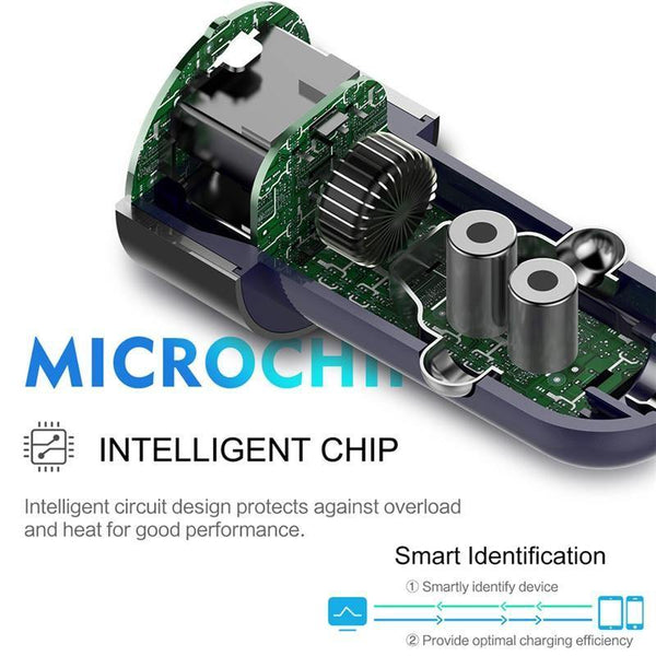 Planet Gates Metal White ROCK Sitor Car Charger 2.4A Quick Charge Dual Ports Aluminium Alloy For iPhone Samsung Phone Travel Cigar Lighter DC 12-24V