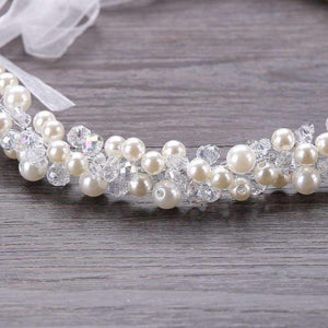 Planet Gates Metting Joura Wedding Bridal White Beads Pearl Knitted Headbands Flower Hairband  For Women Girls Party Hair Accessories