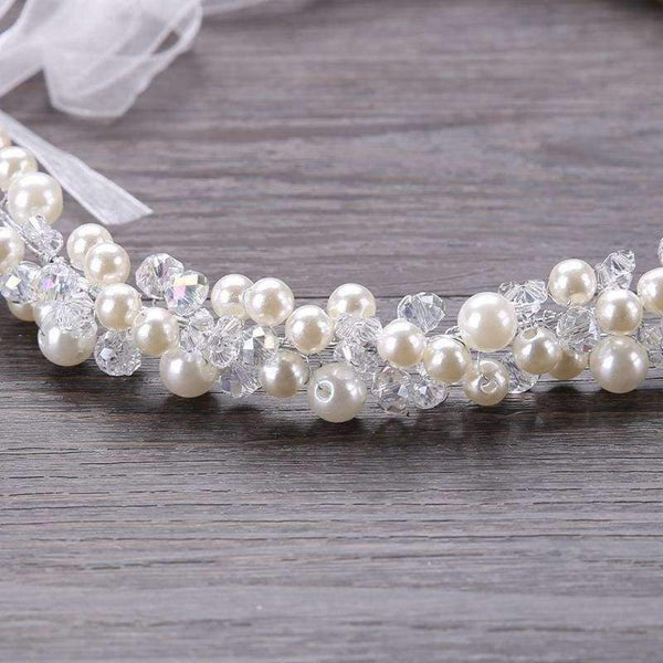Planet Gates Metting Joura Wedding Bridal White Beads Pearl Knitted Headbands Flower Hairband  For Women Girls Party Hair Accessories